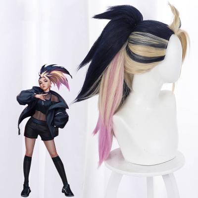 China 2020 New Product Funtoninght Silky Straight Wave League Of Legends Wigs High Level Akali Colorful Cosplay Wigs For Cosplay Parties for sale