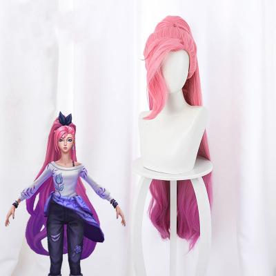 China Body Wave Wholesale Price KDA Series Pink Mixed Color Seraphine Cosplay Wigs League Of Legends Synthetic Cosplay Wigs For Lovers for sale