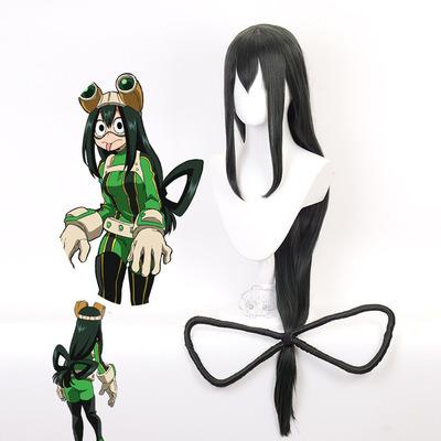 China Newcomer Silky Straight Wave Funtoninght My Hero Academia Wigs In A Running Big Asui Tsuyu Cosplay Wigs 110cm Long Hair Wigs For Cosplay Parties for sale