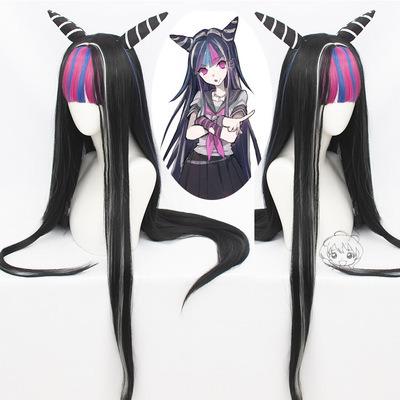 China Popular Silky Straight Hair Funtoninght Danganronpa Wigs Silky Straight 2 Mioda Ibuki Natural Black Wigs Cosplay Synthetic Wigs For Halloween for sale