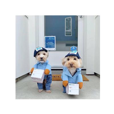 China 2021 Sustainable Halloween Dog Costumes USPS UPS Postman Costumes Dog Clothes Funny Dog Wear for sale