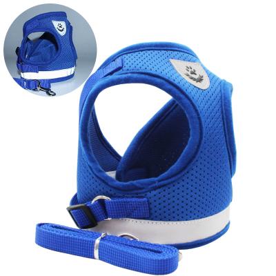 China Reflective Breathable Padded Mesh Dog Cat Harness Soft And Less Pet Harness Set for sale