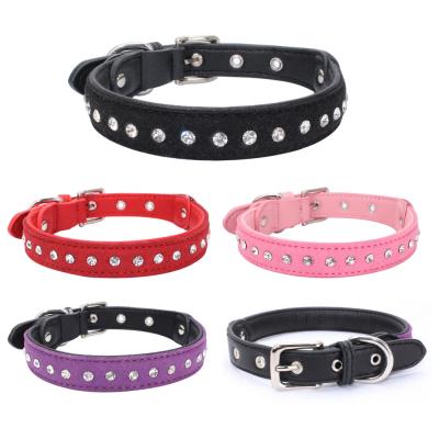 China Best Selling Adjustable Durable Cute Pet JEWELED Cat Dog Collar and Leash with Rivet Crystal for sale