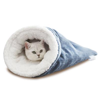 China Winter Fleece Kitten Cat Bed Tube Cave House Breathable Fluffy Cute Pet Warm Sleeping Bag for sale