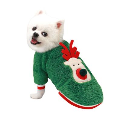 China 2021 Viable Christmas Best Selling Dog Clothes Warm Winter Fleece Pet Deer Face Clothes for sale