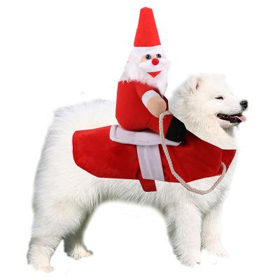 China Hot Selling Funny Christmas Viable Dog Halloween Santa Dolls Riding Costume For Small Medium Dogs for sale