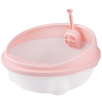 China Cat Toilet Popular Easy Clean Cheap Open Large Size Viable Cat Litter Box With Scoop for sale