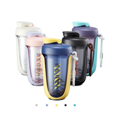 China Sustainable Custom Plastic Gym Protein Blendering Cup Bpa Free Sports Water Drink Shaker Bottle With Ball for sale