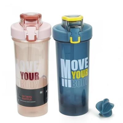 China Hot Sale Viable Portable Plastic Water Sports Flask Gym Marker Bottle Upright Durable Wide Mouth Protein Shaker Bottle With Straw for sale