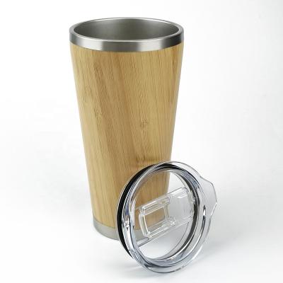 China New Arrival 304 Stainless Steel Vacuum Coffee Cup Personalized Leakproof Insulated Bamboo Tumbler With Slide Lid for sale