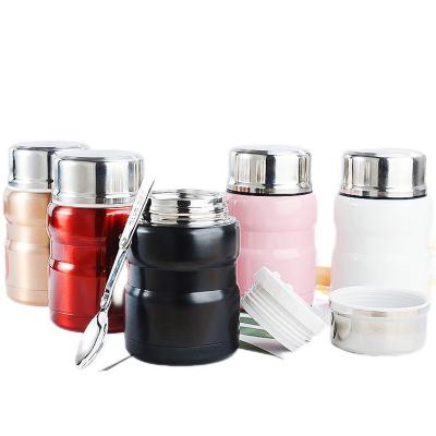 China 20oz Stainless Steel Thermos Flask Viable Leakproof Customized Durable Insulated Lunch Container Camping Food Pot With Spoon for sale