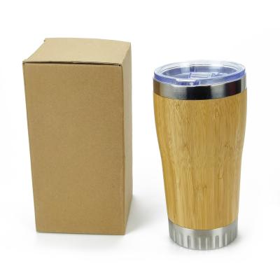 China New Arrival 20oz 18/8 Stainless Steel Coffee Cup Travel PORTABLE Handheld Water Bottle Reusable Bamboo Drinkwares Tumbler With Slide Lid for sale