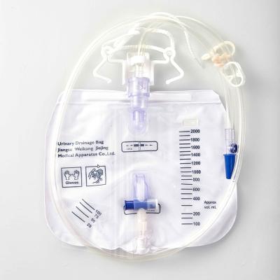 China PVC PE Wholesale KDL Bag Disposable Urethral Bag /2000ml Urine Bag Collecting Urine For Patients for sale