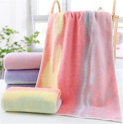 China Coral Fleece Microfiber Rainbow Towel Gradient Fashion Kids Safe High Density Thickened Face Towel for sale