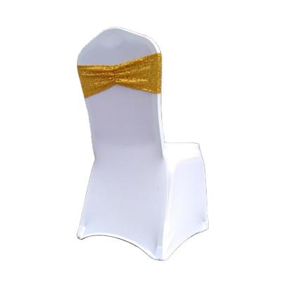 China Durable Wholesale Sequin Polyester Party Wedding Fold Chair Sashes Bands Wedding Decorative for sale