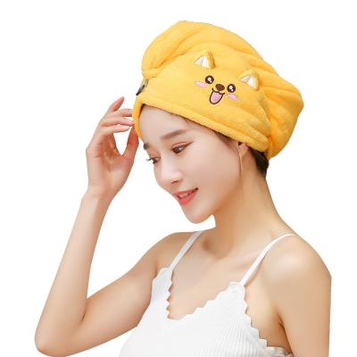 China Cute QUICK DRY Hair Wrap Turban Headwear Drying Towel Cute Microfiber Cartoon Microfiber Hair Towel for sale