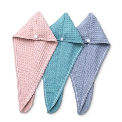 China Wholesale Hot Selling QUICK DRY Microfiber Hair Towel Waffle Hair Towel Turban Soft Quick Drying Hats for sale