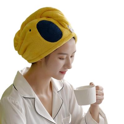 China Cartoon Coral Fleece Dry Hair Cap Women's Turban Thickened Hair Towel Strong Absorbent Fast Drying Turban Thickened Hair Towel for sale