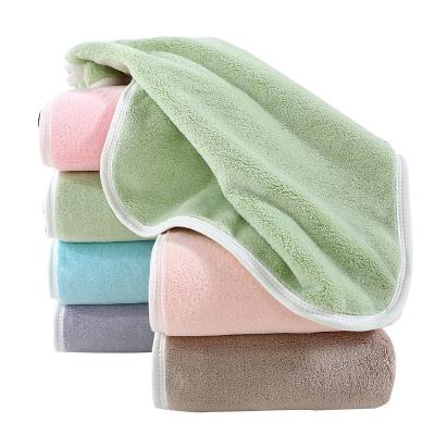 China New Child Safe Plain Coral Fleece Microfiber Towel Absorbent Strong Soft For Household Use Adult Face Towel for sale