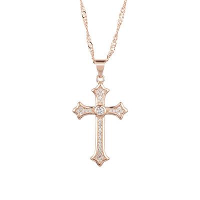 China KRKC S925 Sterling Silver Punk Diamond Set Punk Jewelry Hip Hop Diamond Set Cross Pendant Necklace For Men And Women As Gift for sale