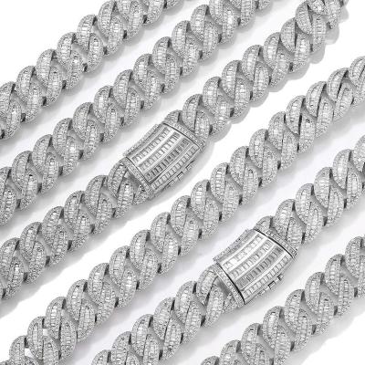 China Wholesale Hip Hop Factory 925 Cuban Necklace 2022 New Iced Out Link Chain Fork Chain Jewelry 20mm Necklace For Man As Gift for sale