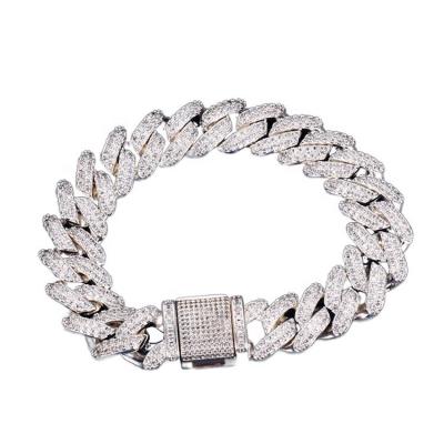 China Other 2022 Amazon Hot Hit 5A CZ Chain Bracelet Custom Cuban Bracelets Men Hip Hop S925 Silver Plated Cuban Zircon 5A Bracelet for sale