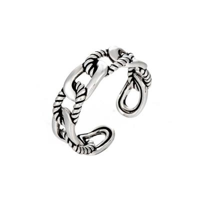 China Retro 925 Sterling Silver Plated Lacquer New Product New Product Adjustable Ring Hot American Punk FASHIONABLE Rope-shape Adjustable Ring for sale