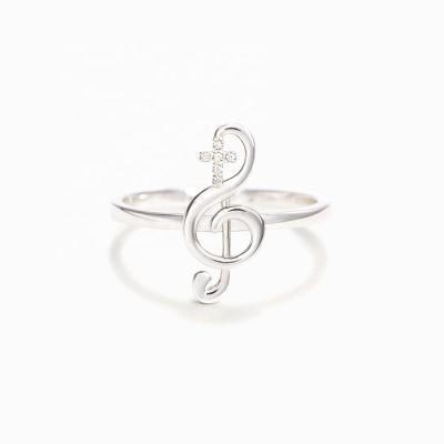 China 2022 New Hot Selling Romantic Rings S925 Sterling Silver Romantic Musician Ring Amazon Best Seller Musical Notes Ring for Women Girls as Gifts for sale