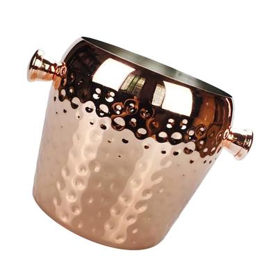 China Sustainable Design Round Hammered Ice Bucket Bottles Home Bar Wine Cooler for sale