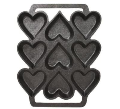 China Heart Shaped Egg Pan Fused Glass Heart Molds Set of 9 Viable Cast Iron Cake Molds for sale