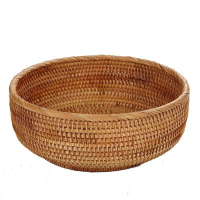 China Handmade Vegetable Bowl Basket Snack Fruit Freshness Preservation Lounge Picnic Wicker Tray for sale