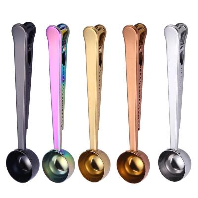 China Multifunctional Sealing Stocked 430 Stainless Steel Clip Spoon Clip Milk Powder Doser Teaspoon Clip for sale