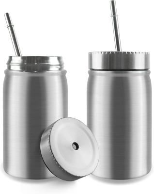 China Double Wall Viable VacuumTumbler with Lid and Straw Stainless Steel Mason Jar for sale