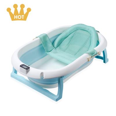 China 0-3 Years China Baby Wash Tub Plastic Folding Baby Bath Tub With Tub Cushion for sale