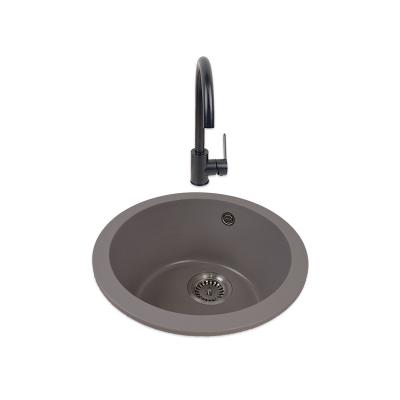 China Faucet AOKE Factory Free Customize OEM&ODM Handmade Tropical Oval Granite Quartz Kitchen Corner Sink With Over Sink Organizer for sale