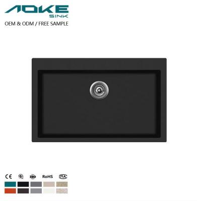 China Without Faucet Aoke Factory Outlet Reversible Granite Tectonite Concealed Sink Kitchen Sinks Drop Down Stainless Steel for sale