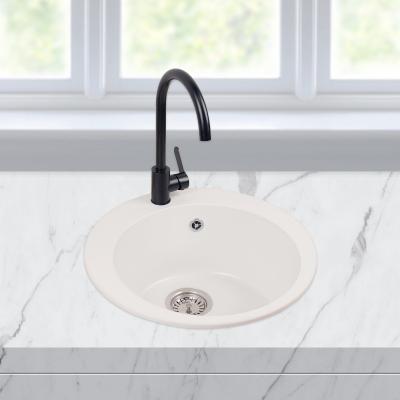 China Without Faucet Manufacturer Custom OEM&ODM Aoke Small Oval Granite Kitchen Sink With Kitchen Sink Soap Dispenser for sale