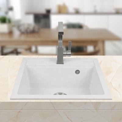 China Aoke Manufacturer Custom OEM&ODM Double Faucet Entry Bowl Granite Quartz Kitchen Sink Basin With Bathroom Sink Faucet 3 Hole for sale