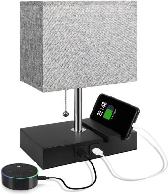 China Contemporary new design multifunctional fabric table lamp with USB port for sale