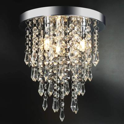 China Warm Light Modern K9 Crystal Chandelier Lighting Pendant Lamp Living Room Hanging Lampada Architecture Lighting with 3 Pieces of G9 Bulb for sale