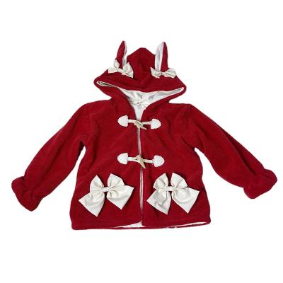 China Red cute children's and girls' clothing autumn and winter rabbit ear coat children's and girls' clothing Lolita Hooded coat plus size girl's coat for sale