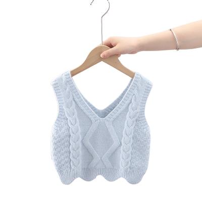 China Baby Girl Solid Clothes Tank Top Anti-wrinkle Girls Sweater Pure White V-Neck Base Shirt Loose And Soft Clothing for sale