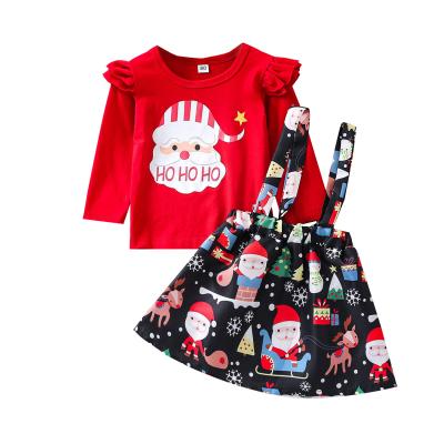 China 100% Cotton Santa Claus Longuette Christmas Costume Girls' Christmas Party Clothes Casual Baby Clothing Kids for sale