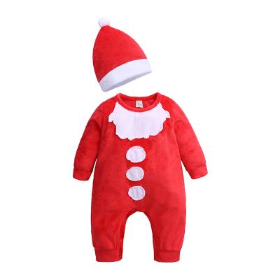 China Cotton Children's Winter Jumpsuit Christmas Children's Clothing Baby Red Climbing Suit Deep Keep Warm Hat Two-Piece Set for sale