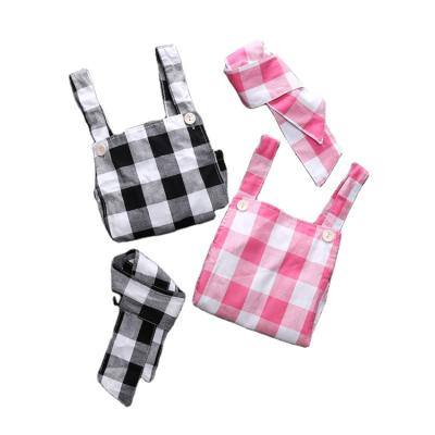 China Black Cotton Growing Suit Pattern Cotton Baby Summer Clthes Pink Plaid Sleeveless Jumpsuit for sale