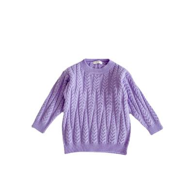 China Girls' Sweater Clothes Children's Clothes Anti-Shrink Neck Solid Round Knitted Twist Boy's Sweater Wool Based Shirt Autumn And Winter Clothing for sale