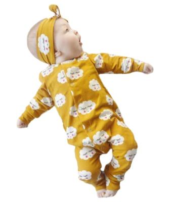 China 2021Cotton 100% Cotton Cloud Rompers For Infant Child Babies Smile Romper Jumpsuit Rompers Clothes Outfits 2Pcs for sale