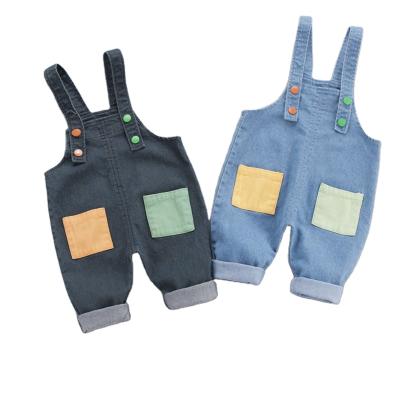 China Spandex/Cotton Patchwork Overall Toddler Fashion Baby Boys Girls Denim Long Jeans Boy Girl Playsuit Clothes Long Dress Pants for sale