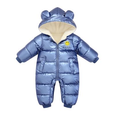 China 2021 Winter Windproof Velvet Baby Boy Girl Romper Warm Thick Overalls Snowsuit Coat Newborn Infant Hooded Kids Clothes for sale