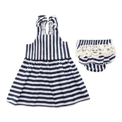 China Cotton Girls' Clothes Sleeveless Dress Set Summer Cool And Refreshing Black White Solid Color Baby Clothing for sale